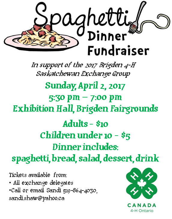 4-H Exchange Spaghetti Fundraising Dinner 2017